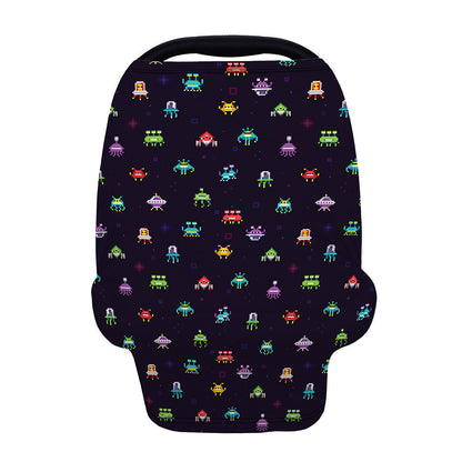 Pixel UFO Aliens Pattern Print Baby Seat Cover