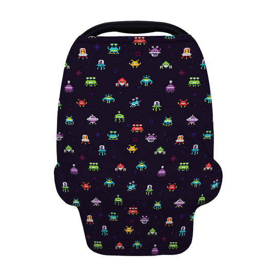 Pixel UFO Aliens Pattern Print Baby Seat Cover