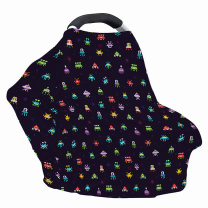Pixel UFO Aliens Pattern Print Baby Seat Cover