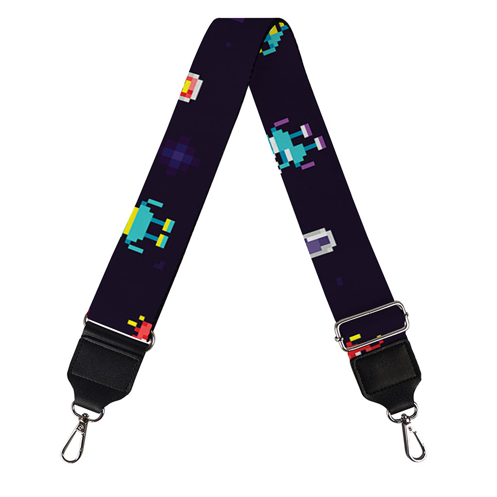 Pixel UFO Aliens Pattern Print Bag Strap