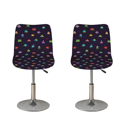 Pixel UFO Aliens Pattern Print Bar Stool Covers