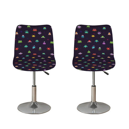 Pixel UFO Aliens Pattern Print Bar Stool Covers