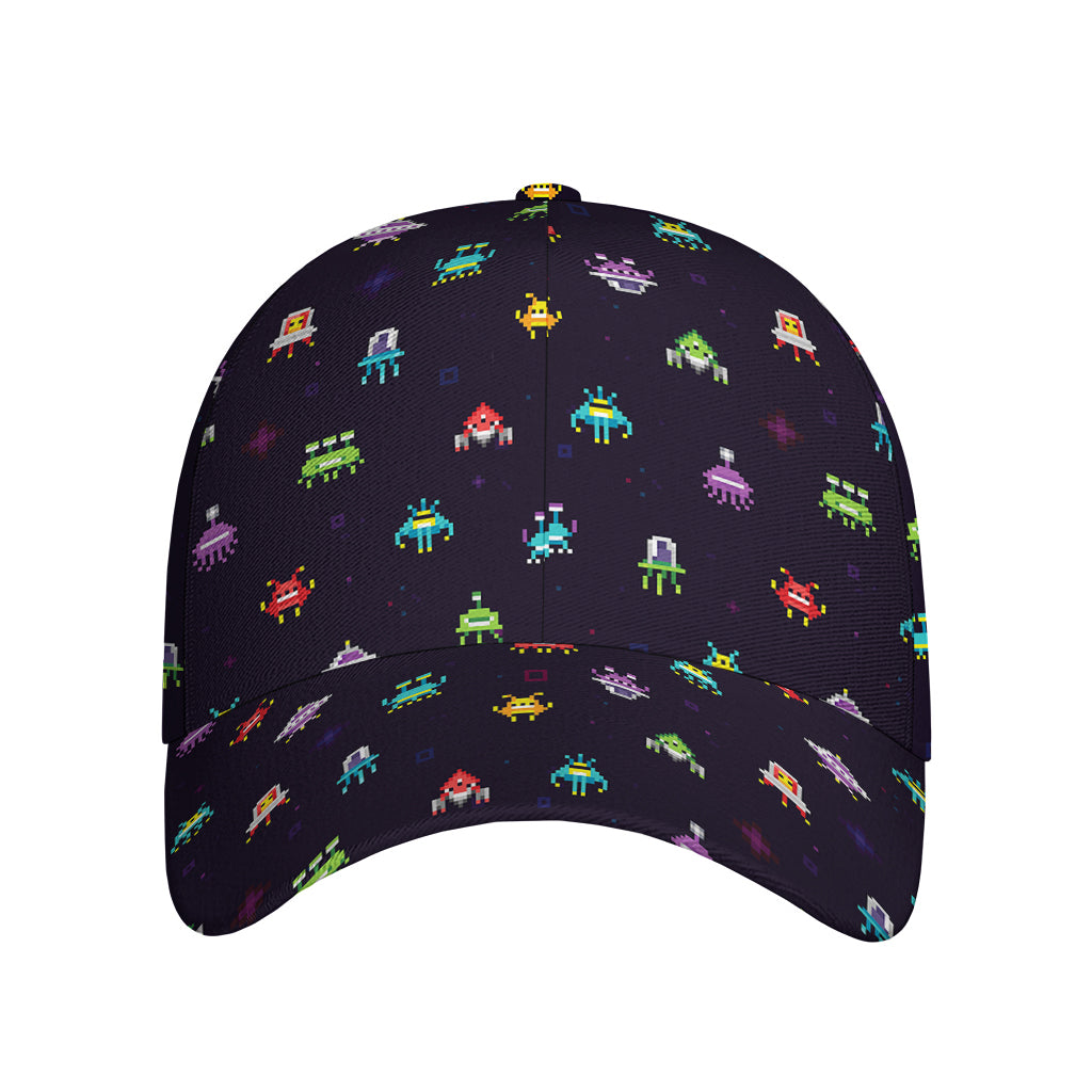 Pixel UFO Aliens Pattern Print Baseball Cap