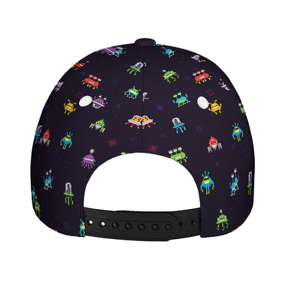 Pixel UFO Aliens Pattern Print Baseball Cap