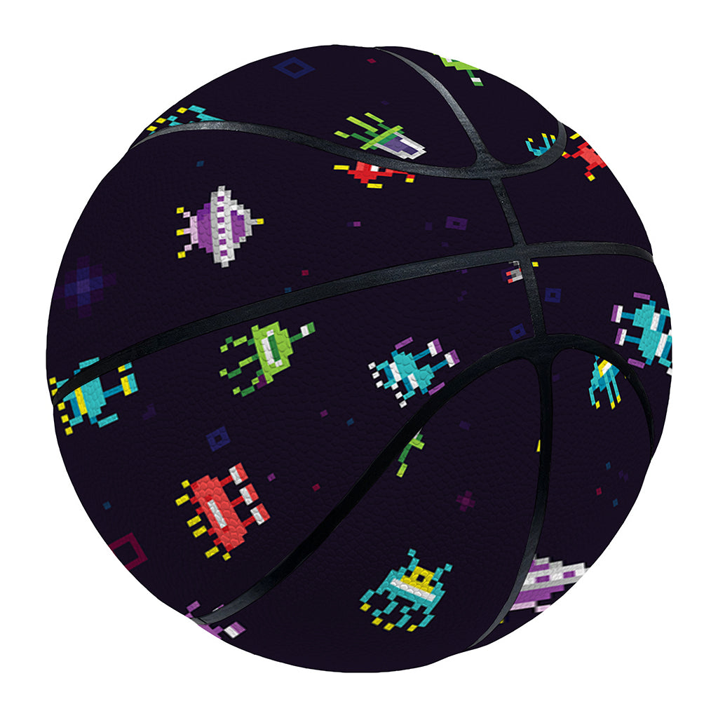 Pixel UFO Aliens Pattern Print Basketball