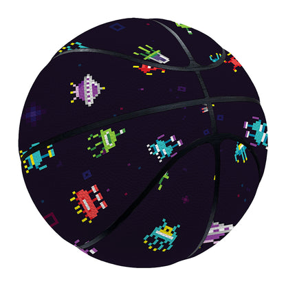 Pixel UFO Aliens Pattern Print Basketball