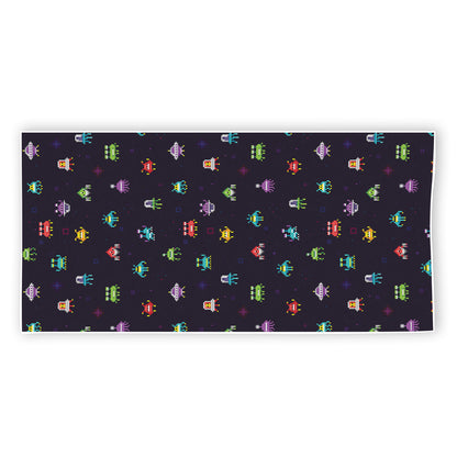 Pixel UFO Aliens Pattern Print Beach Towel