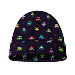 Pixel UFO Aliens Pattern Print Beanie