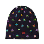 Pixel UFO Aliens Pattern Print Beanie