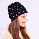 Pixel UFO Aliens Pattern Print Beanie