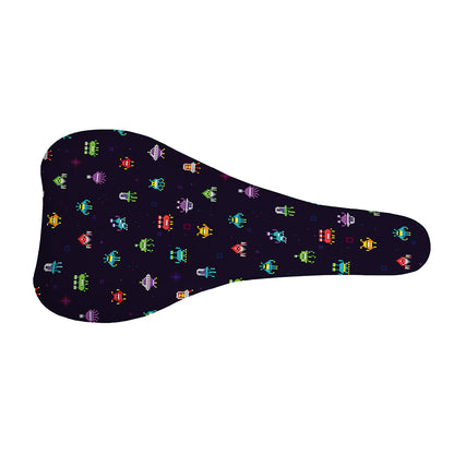 Pixel UFO Aliens Pattern Print Bicycle Seat Cover