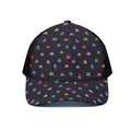 Pixel UFO Aliens Pattern Print Black Mesh Trucker Hat