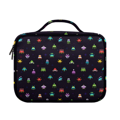 Pixel UFO Aliens Pattern Print Briefcase Bible Bag