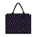 Pixel UFO Aliens Pattern Print Canvas Tote Bag