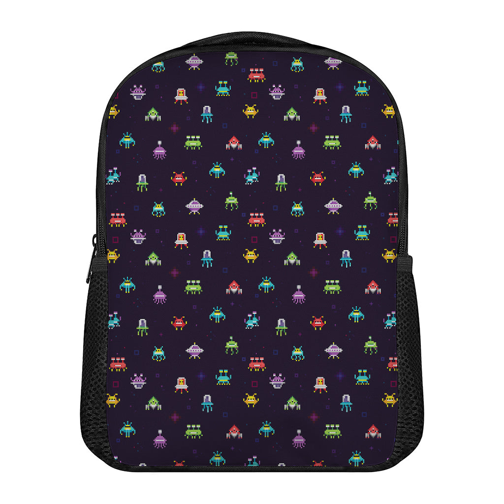 Pixel UFO Aliens Pattern Print Casual Backpack