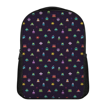 Pixel UFO Aliens Pattern Print Casual Backpack