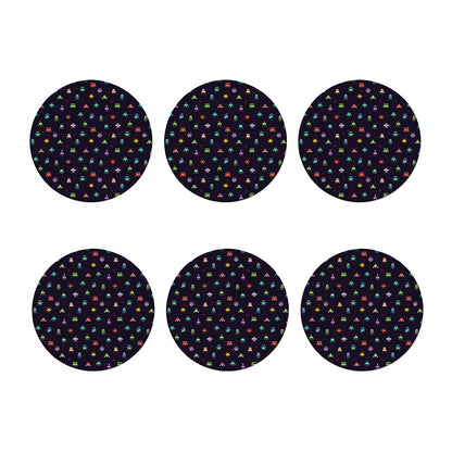 Pixel UFO Aliens Pattern Print Coaster Set