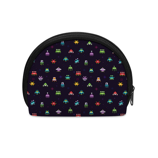 Pixel UFO Aliens Pattern Print Coin Purse