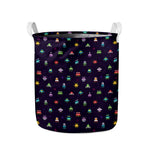 Pixel UFO Aliens Pattern Print Collapsible Laundry Basket