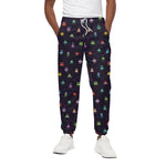 Pixel UFO Aliens Pattern Print Cotton Pants