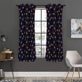 Pixel UFO Aliens Pattern Print Grommet Curtain Panels