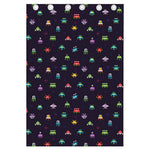 Pixel UFO Aliens Pattern Print Curtain