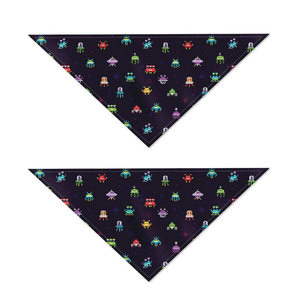 Pixel UFO Aliens Pattern Print Dog Bandana