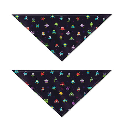 Pixel UFO Aliens Pattern Print Dog Bandana