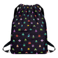 Pixel UFO Aliens Pattern Print Drawstring Backpack