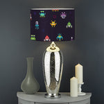Pixel UFO Aliens Pattern Print Drum Lamp Shade