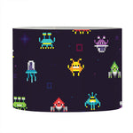 Pixel UFO Aliens Pattern Print Drum Lamp Shade