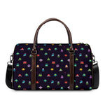 Pixel UFO Aliens Pattern Print Duffle Bag
