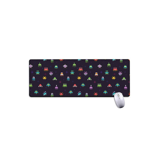 Pixel UFO Aliens Pattern Print Extended Mouse Pad