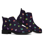 Pixel UFO Aliens Pattern Print Flat Ankle Boots