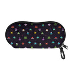 Pixel UFO Aliens Pattern Print Glasses Case