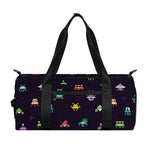 Pixel UFO Aliens Pattern Print Gym Bag
