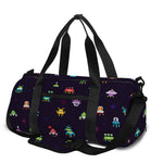 Pixel UFO Aliens Pattern Print Gym Bag