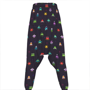 Pixel UFO Aliens Pattern Print Hammer Pants