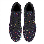 Pixel UFO Aliens Pattern Print High Top Leather Sneakers