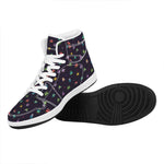 Pixel UFO Aliens Pattern Print High Top Leather Sneakers