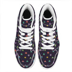 Pixel UFO Aliens Pattern Print High Top Leather Sneakers