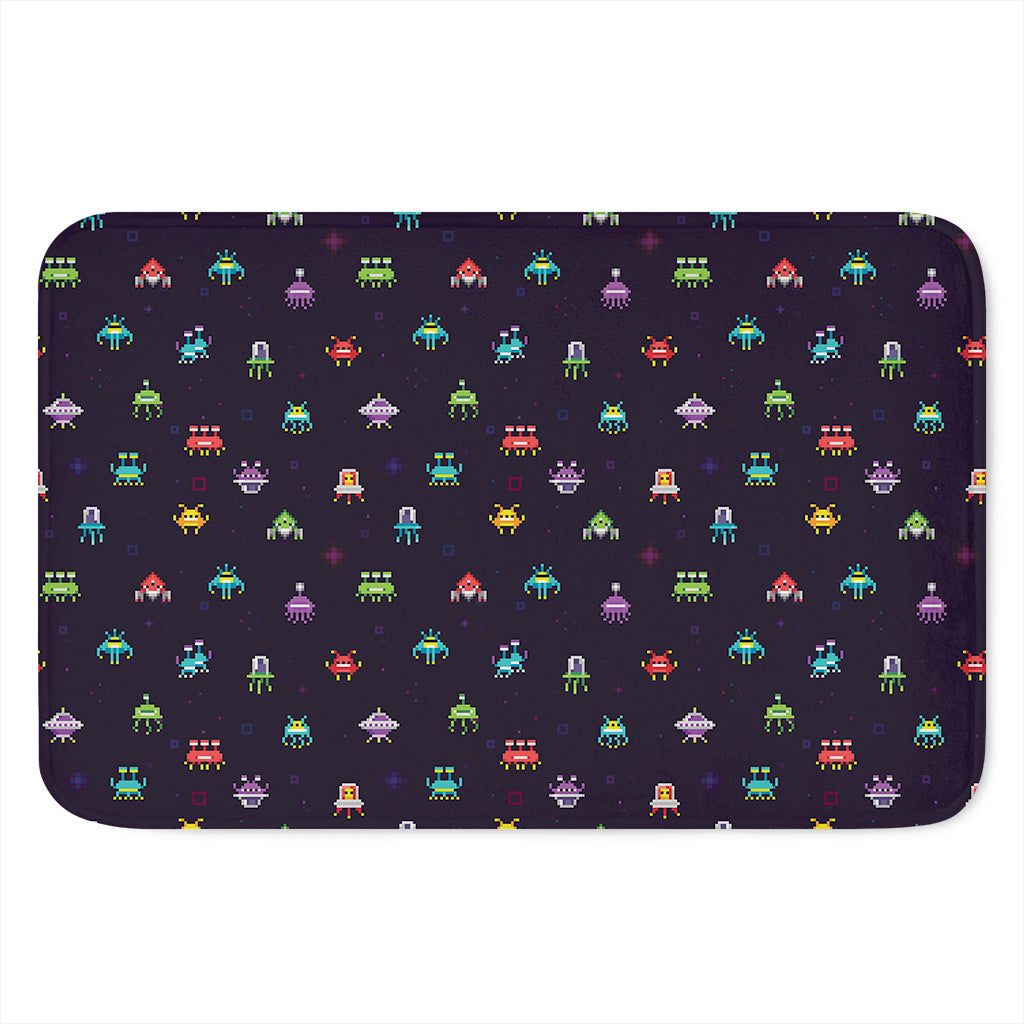 Pixel UFO Aliens Pattern Print Indoor Door Mat