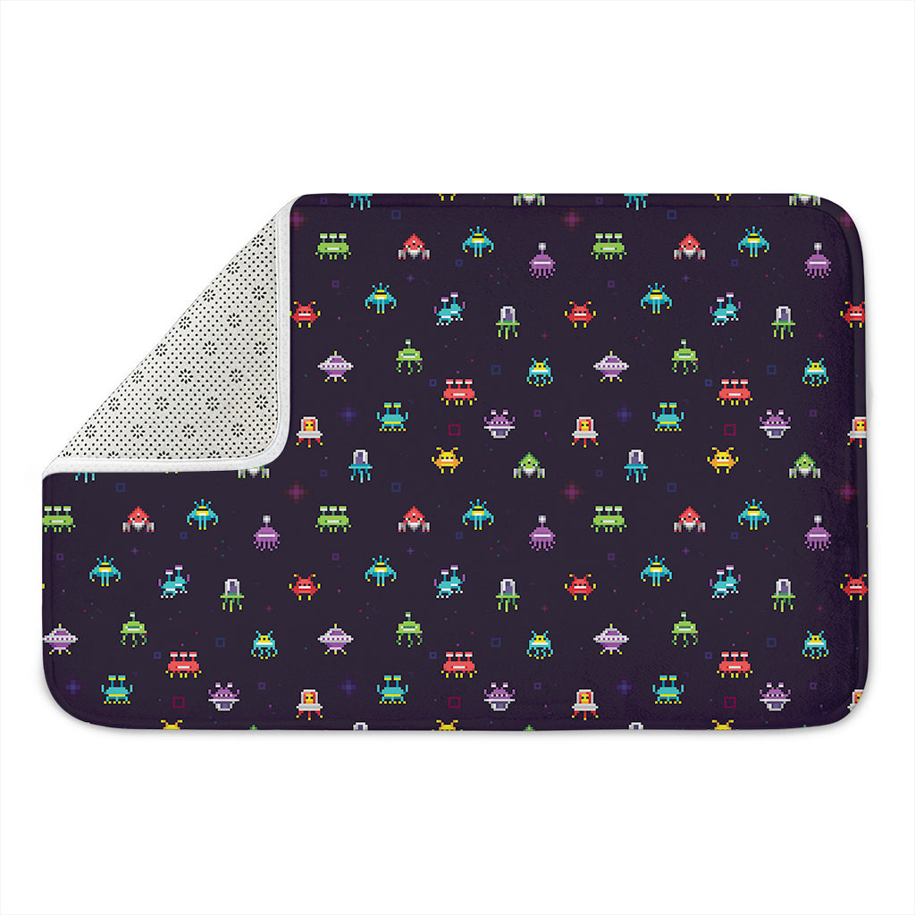 Pixel UFO Aliens Pattern Print Indoor Door Mat