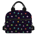 Pixel UFO Aliens Pattern Print Insulated Lunch Bag