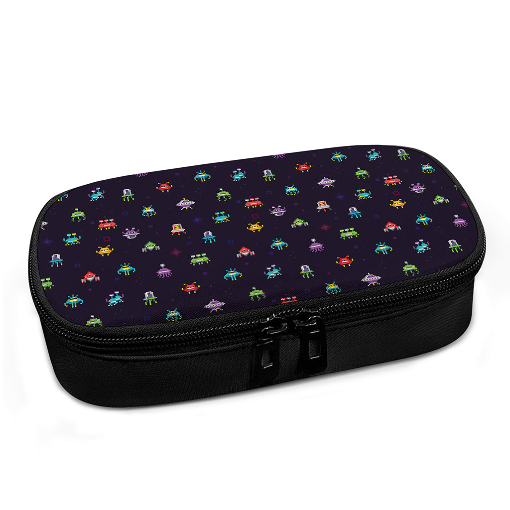 Pixel UFO Aliens Pattern Print Insulin Cooler Travel Case