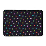 Pixel UFO Aliens Pattern Print Kitchen Mat