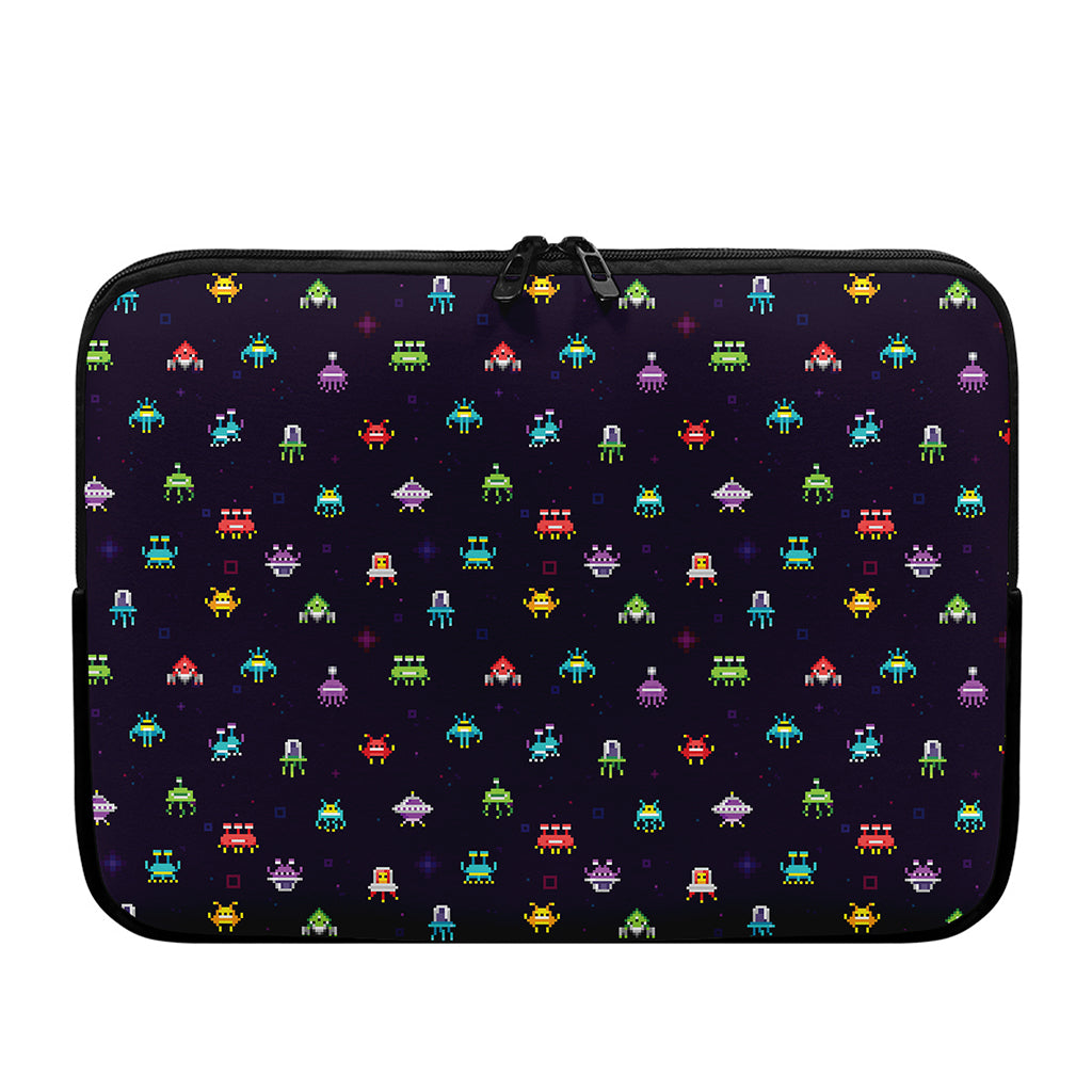 Pixel UFO Aliens Pattern Print Laptop Sleeve