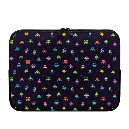 Pixel UFO Aliens Pattern Print Laptop Sleeve