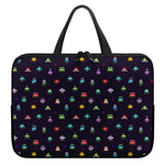 Pixel UFO Aliens Pattern Print Laptop Sleeve With Handle