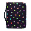 Pixel UFO Aliens Pattern Print Leather Bible Cover